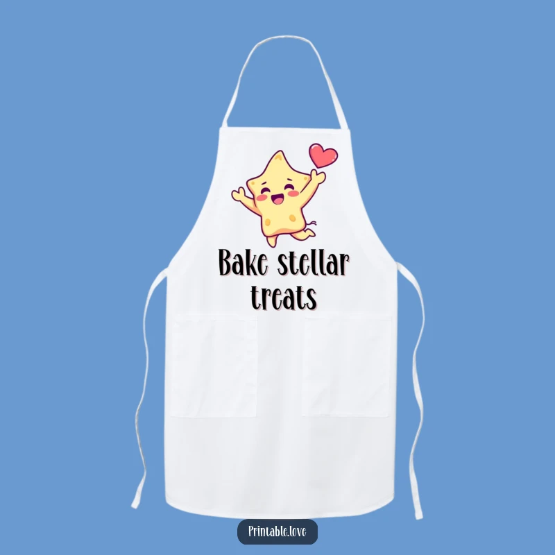 Funny Kawaii Star Apron: Celebrate in the Kitchen with This Leaping Character Design