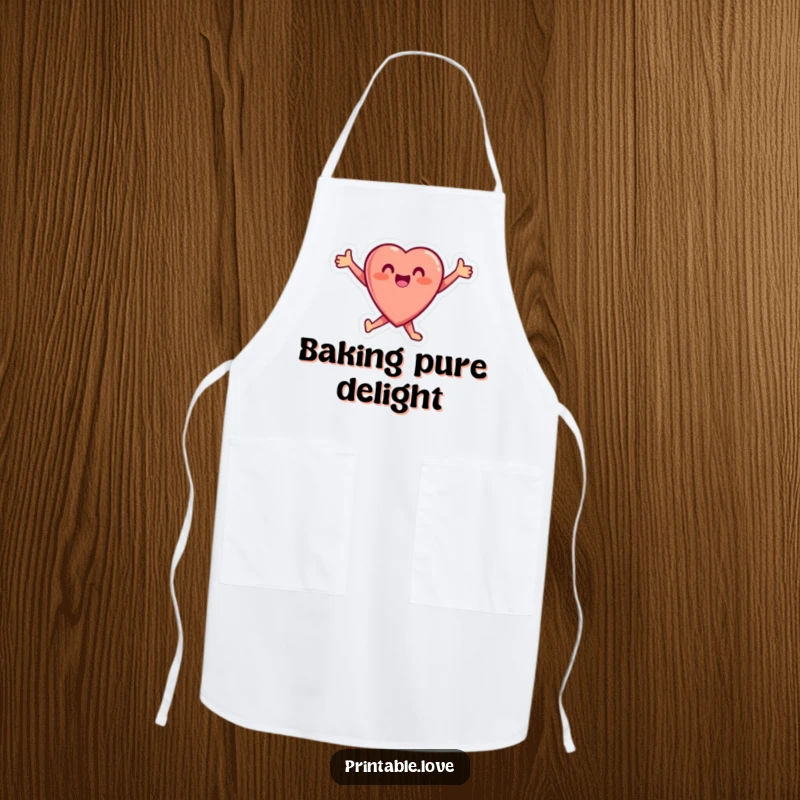 Funny Heart Apron featuring a small, joyful heart character leaping with arms outstretched, perfect for adding a touch of happiness to cooking.