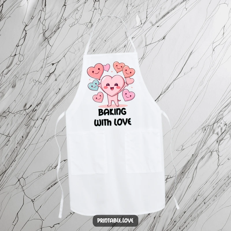 Funny Kawaii Heart Character Juggling Multiple Smiling Hearts with Delight, Kitchen Humor, Funny Gift Idea