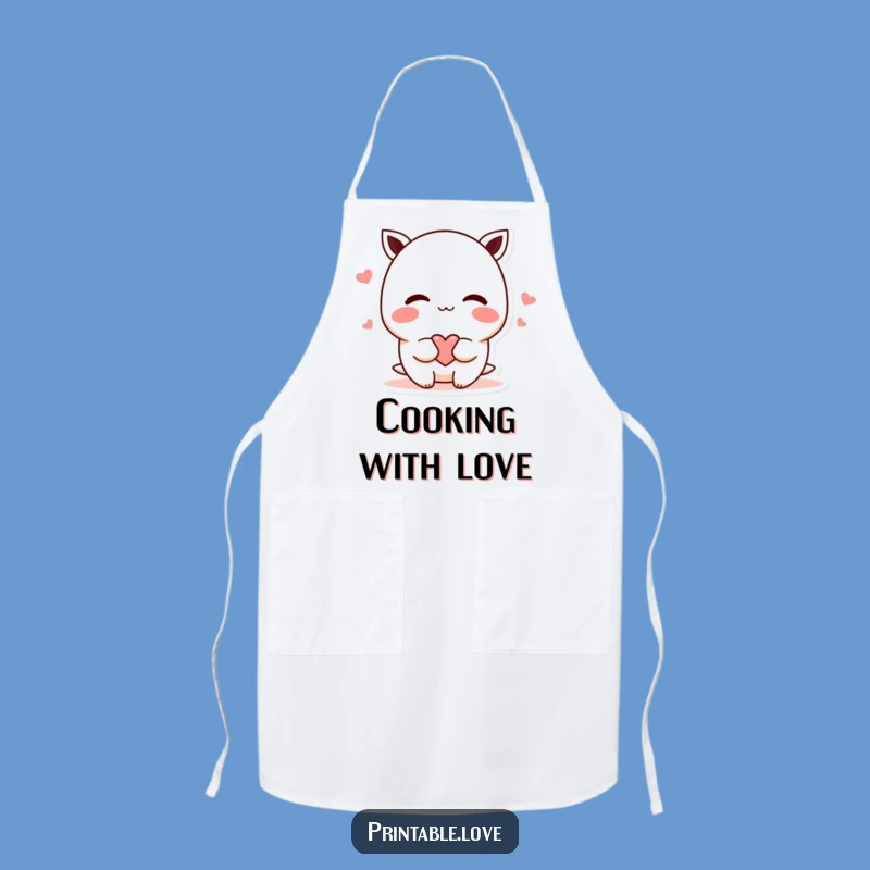 Funny Shy Kawaii Heart Apron - Cook with Love and Sweetness