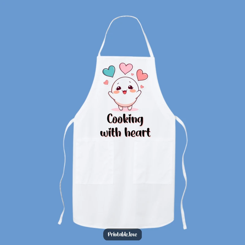 Funny Heart Juggling Apron: Blushing Character Kitchen Wear