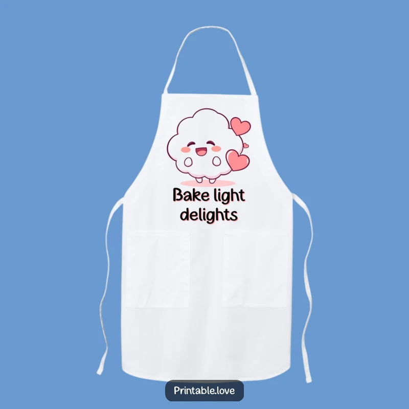 Funny Kawaii Cloud Apron: Cook with Giggles and Happy Heart Flair