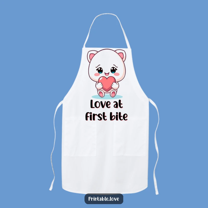 Funny Heart Gifter Apron: Cook with Love, Cute Character Chef Wear