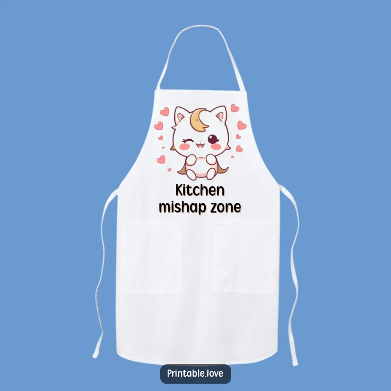 Playful Funny Kawaii Trip Apron: Heart Scatter Kitchen Fun, Novelty Funny Gift