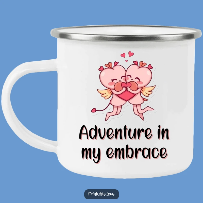 Funny Acrobatic Hearts Camping Mug: Adventure & Laughs, Perfect Outdoor Funny Gift