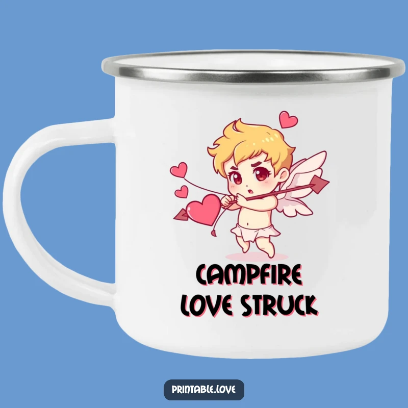 Funny Cupid Camping Mug: Sip Love with Heart Arrows, Outdoor Romance Gift