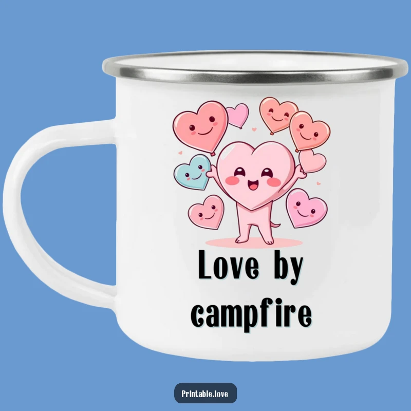 Funny Kawaii Heart Juggler Camping Mug: Your Adventure Buddy for Warm Sips