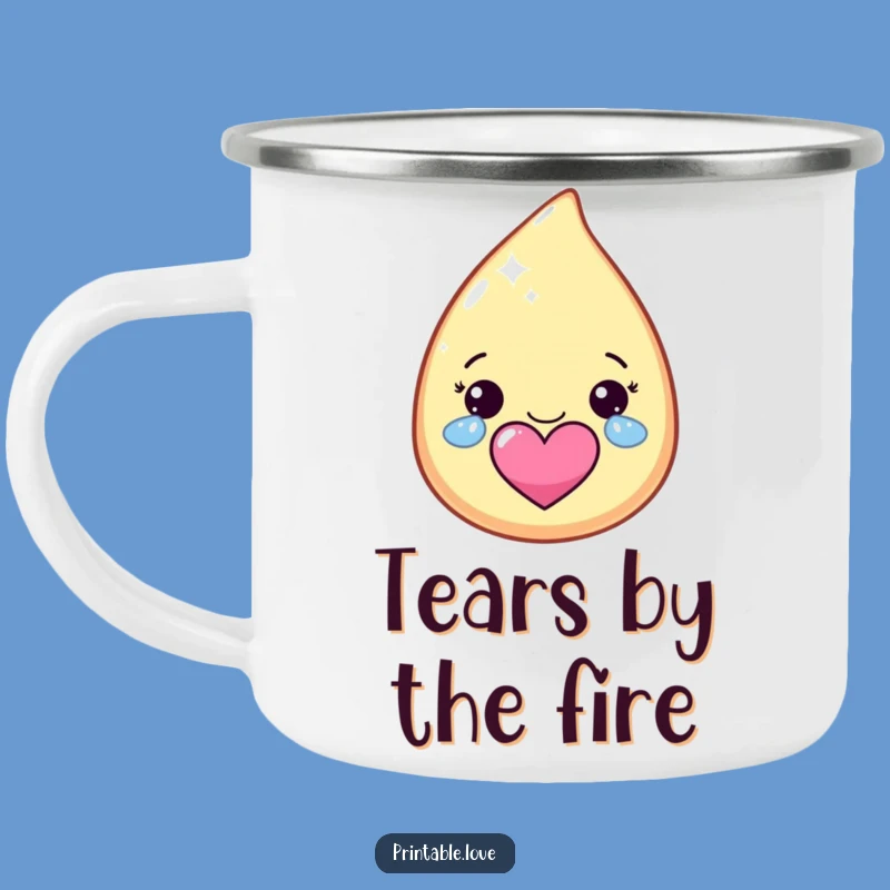 Funny Kawaii Tear Camping Mug: Happy Trails, Sparkle Tears, Heart Mug, Gift
