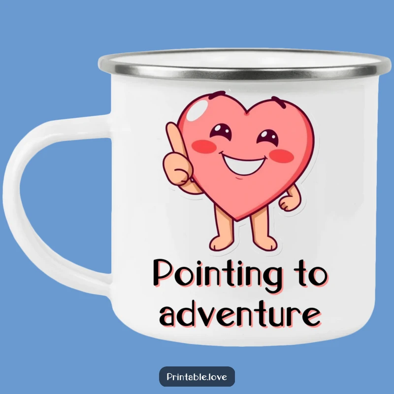 Funny Pointing Heart Camping Mug: Cheerful Guidance On The Go