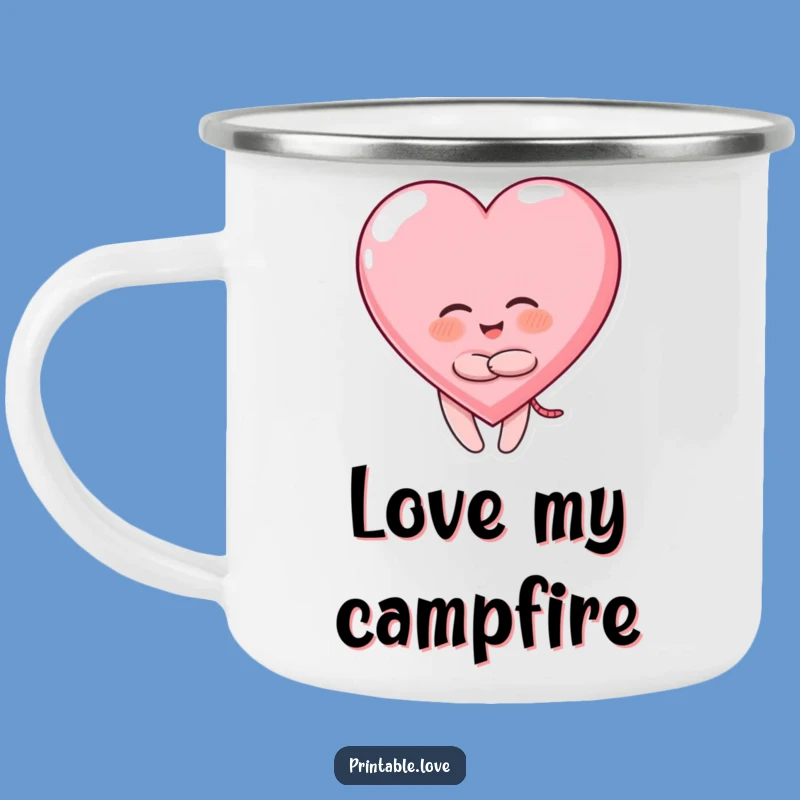 Funny Giggling Heart Camping Mug: Joyful Hug, Outdoor Gift
