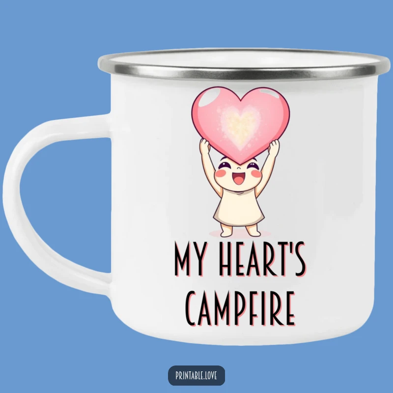 Funny Joyful Heart Camping Mug: Giant Heart Adventure Gift
