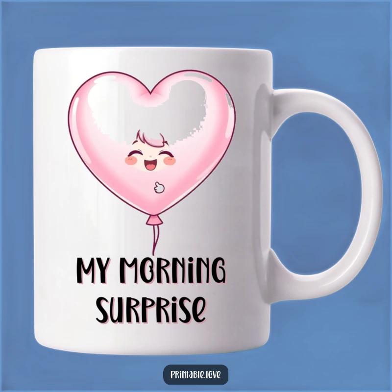 Funny Giggling Character Mug: Heart Balloon Surprise Gift for Fun Lovers