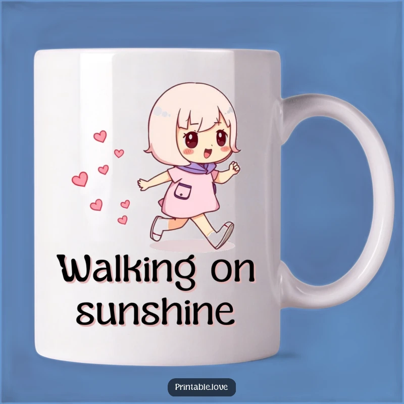Funny Striding Hearts Mug: Confident Character, Love Trail Gift!