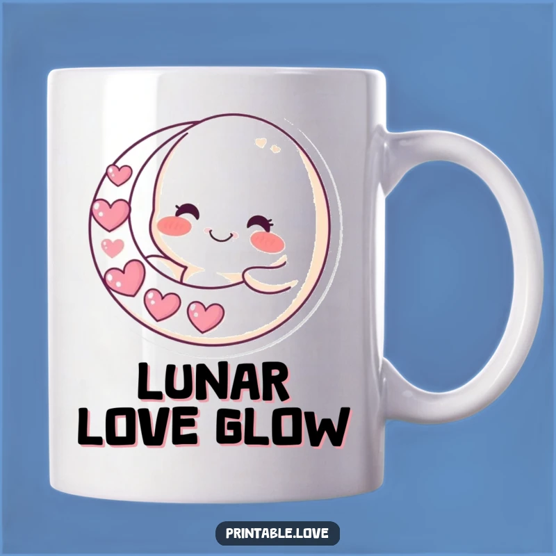 Funny Moon Mug: Smiling Heart Crescent Gift for Night Owls and Dreamers