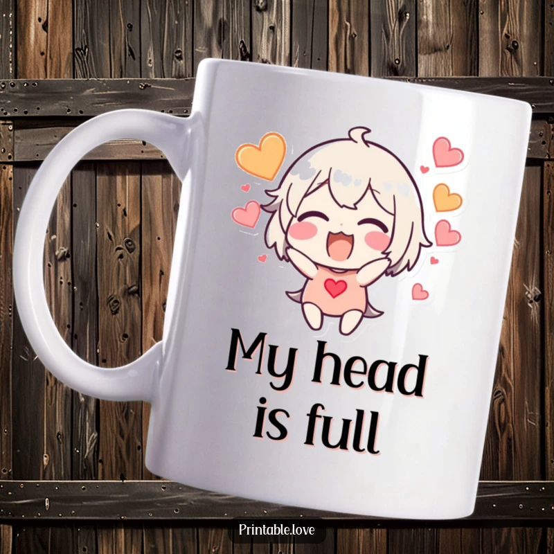 Funny excited character with hearts exploding around their head, conveying an overwhelming sense of joy.