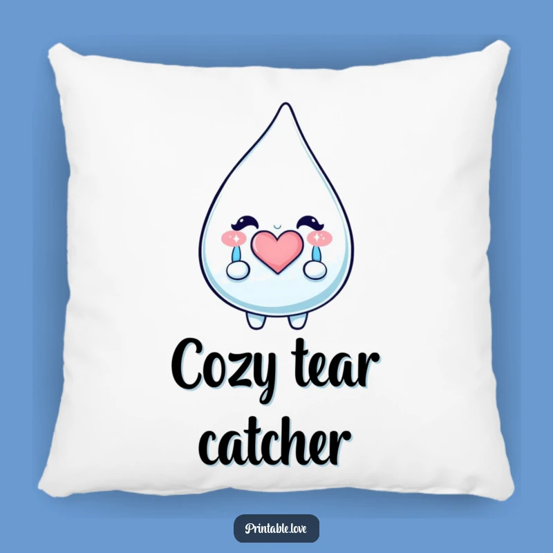 Funny Kawaii Teardrop Pillow - Happy Tears Cushion, Adorable Sentimental Funny Gift