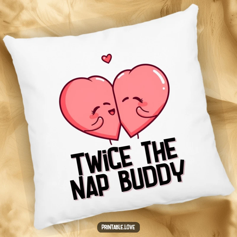 Funny Giggling Heart Pillow with two adorable, laughing hearts split from one, offering comfort and humor.