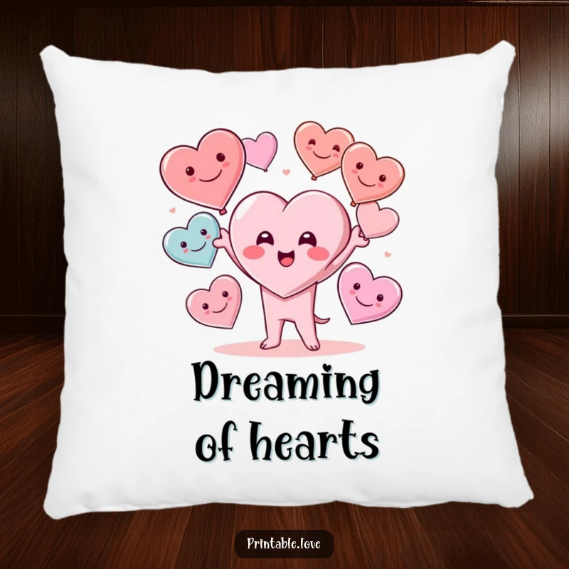 Funny Kawaii Heart Character Juggling Multiple Smiling Hearts with Delight, Soft and Humorous Decor, Funny Gift