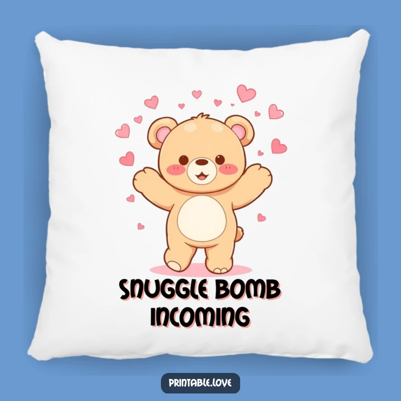 Funny Kawaii Teddy Bear Pillow - Cozy Dancing Bear Cushion for Heartfelt Comfort