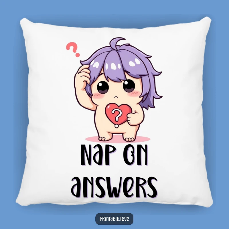 Funny Puzzled Heart Pillow: Soft Confused Character Cushion, Adorable Funny Gift