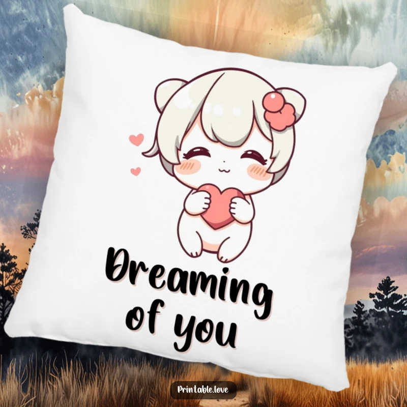 Funny Blushing Heart Pillow: A plush pillow featuring a character blushing warmly while playfully pushing a heart towards the viewer.
