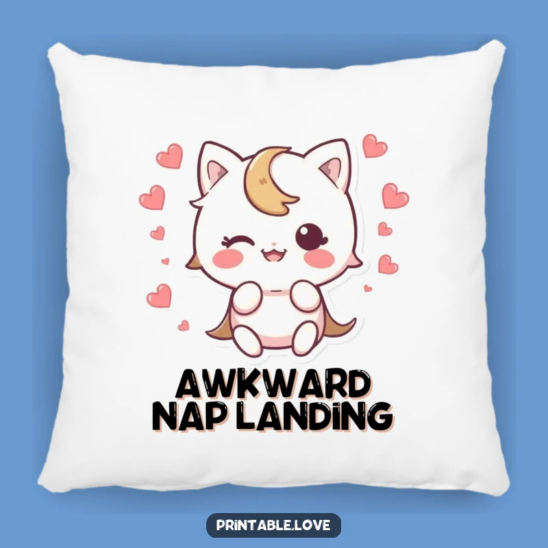 Soft Funny Kawaii Trip Pillow: Heart Scatter Cuddles, Adorable Funny Gift Cushion