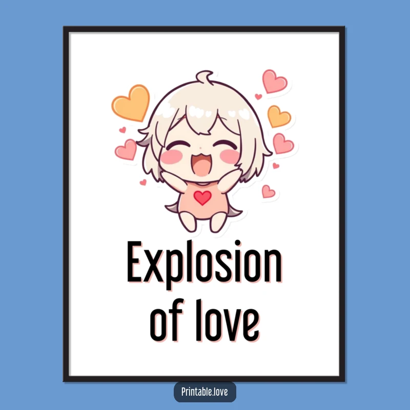 Funny Excited Heart Burst Digital Art: Instant Joyful Decor