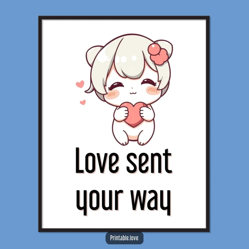 Funny Blushing Heart Digital Art: Instant Shy Download, A Perfect Gift