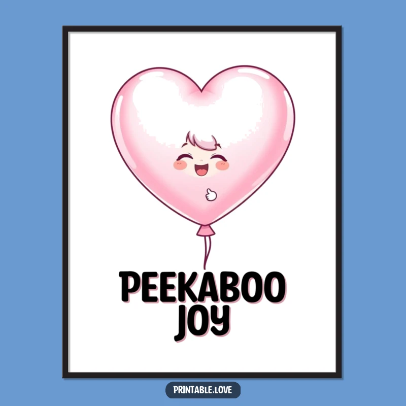 Funny Heart Balloon Digital Art: Printable Giggling Character Art