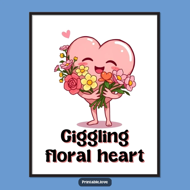 Funny Heart Digital Art: Giggle Flowers Download, Perfect Printable Gift