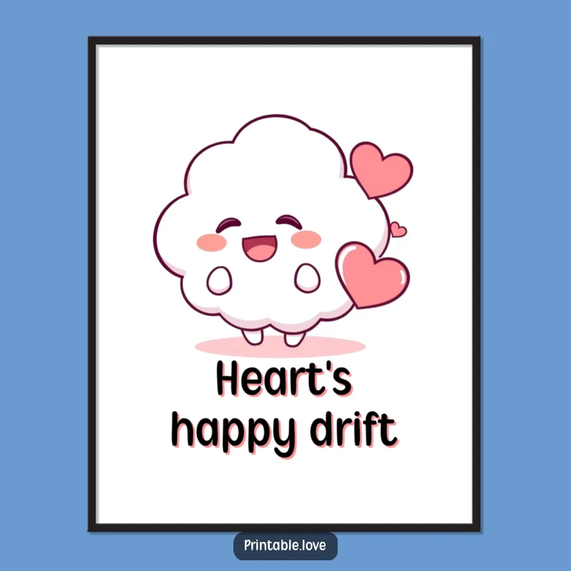 Funny Kawaii Cloud Digital Art Print: Instant Download Giggling Character Wall Decor