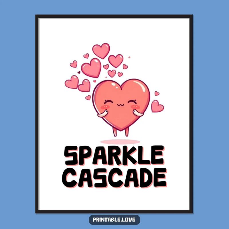 Funny Sparkly Hearts Digital Art: Instant Magic, Printable Funny Gift for Walls