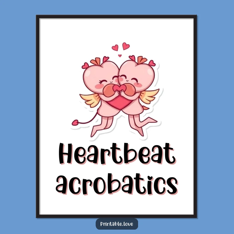 Funny Acrobatic Love Digital Art: Instant Laughs, Printable Funny Gift for Walls