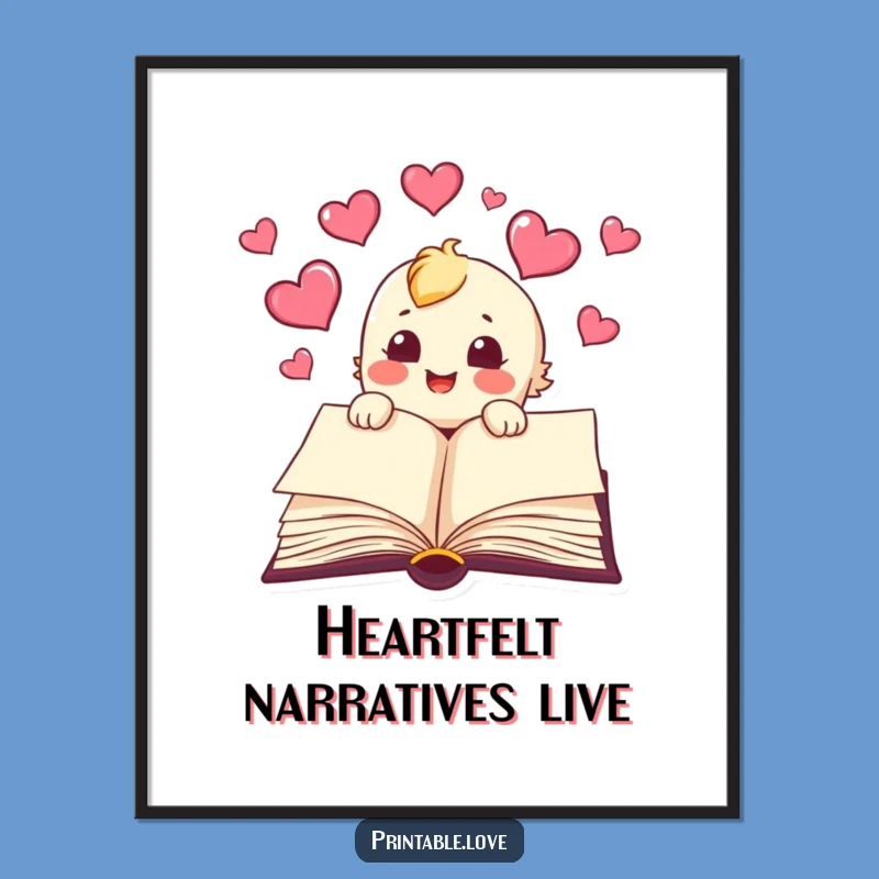 Funny Book Digital Art: Flying Hearts for Instant Reader's Wall Decor