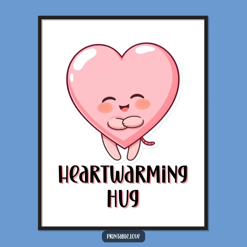 Funny Giggling Heart Digital Print: Joyful Hug Art, Love Gift