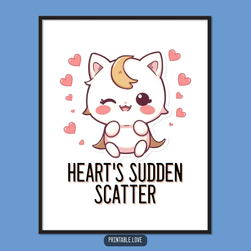 Instant Funny Kawaii Trip Art: Heart Scatter Surprise, Downloadable Funny Gift