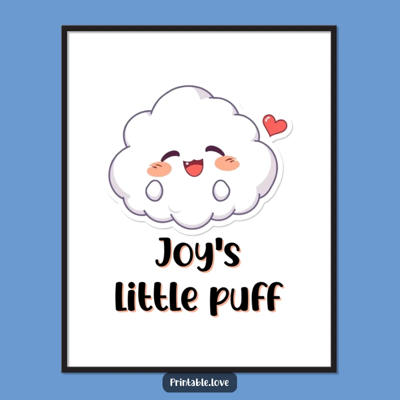 Funny Kawaii Cloud Digital Art - Giggling Character Download, Instant Funny Gift Decor
