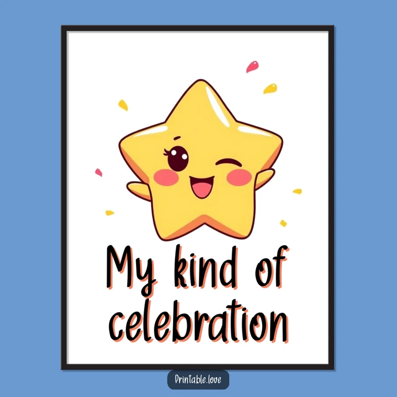 Funny Star Digital Art: Cheeky Winker, Confetti Burst, Instant Funny Gift!