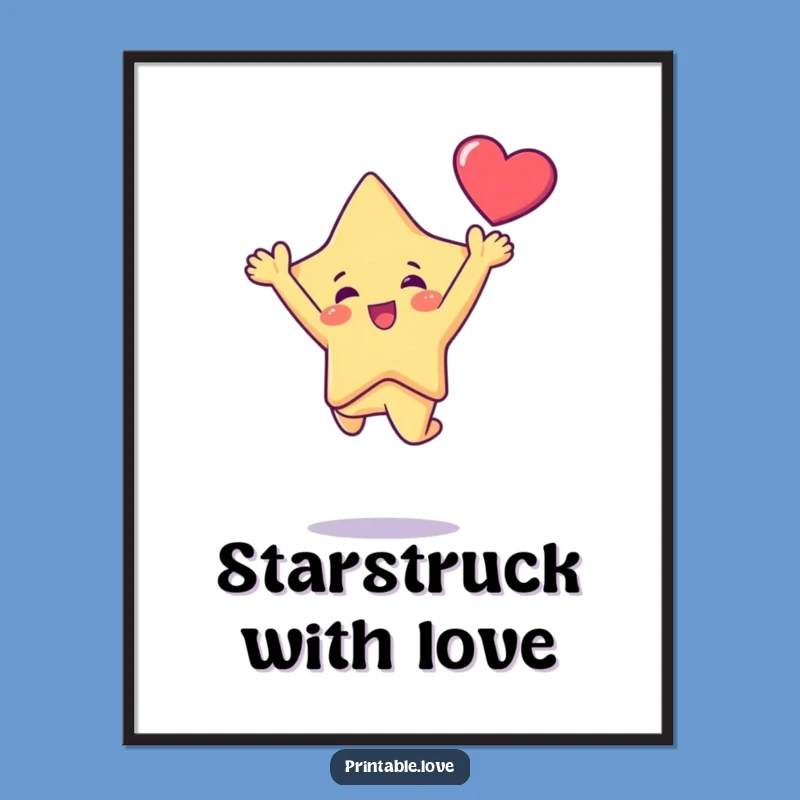 Funny Kawaii Star Leap Digital Art: Instant Joyful Decor for Your Space