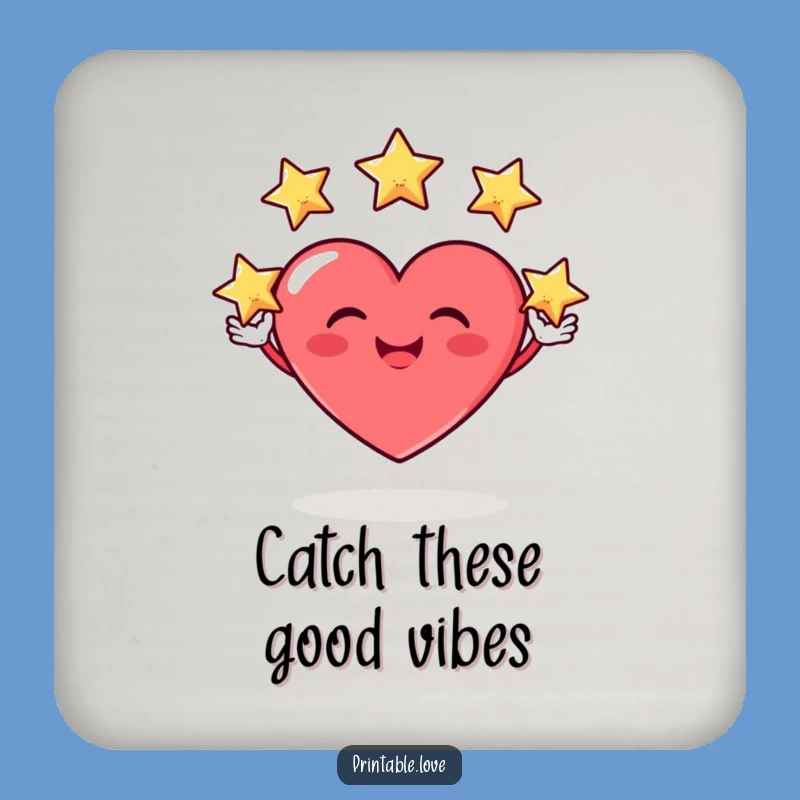 Funny Heart Juggler Coaster: Stars & Grins - Protect Your Table!