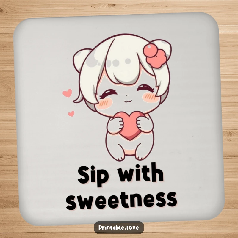 Funny Blushing Heart Coasters: A set of coasters featuring a character blushing warmly while playfully pushing a heart towards the viewer.