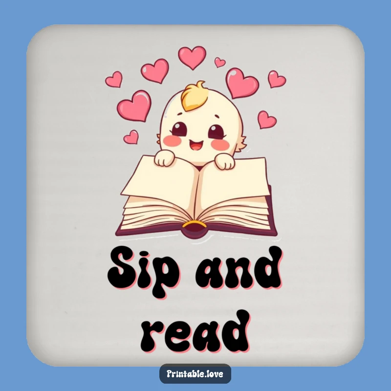 Funny Book Coaster: Protect Surfaces with Flying Hearts, Reader's Gift