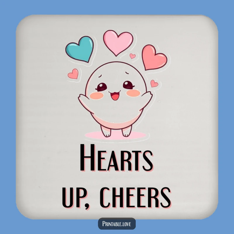 Funny Heart Juggling Coaster: Blushing Character Drink Protection
