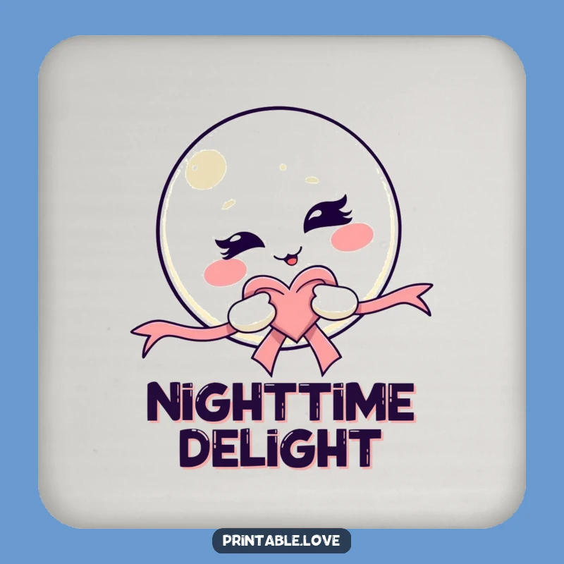 Funny Kawaii Moon Drink Coaster - Winking Character Protector, Adorable Funny Gift