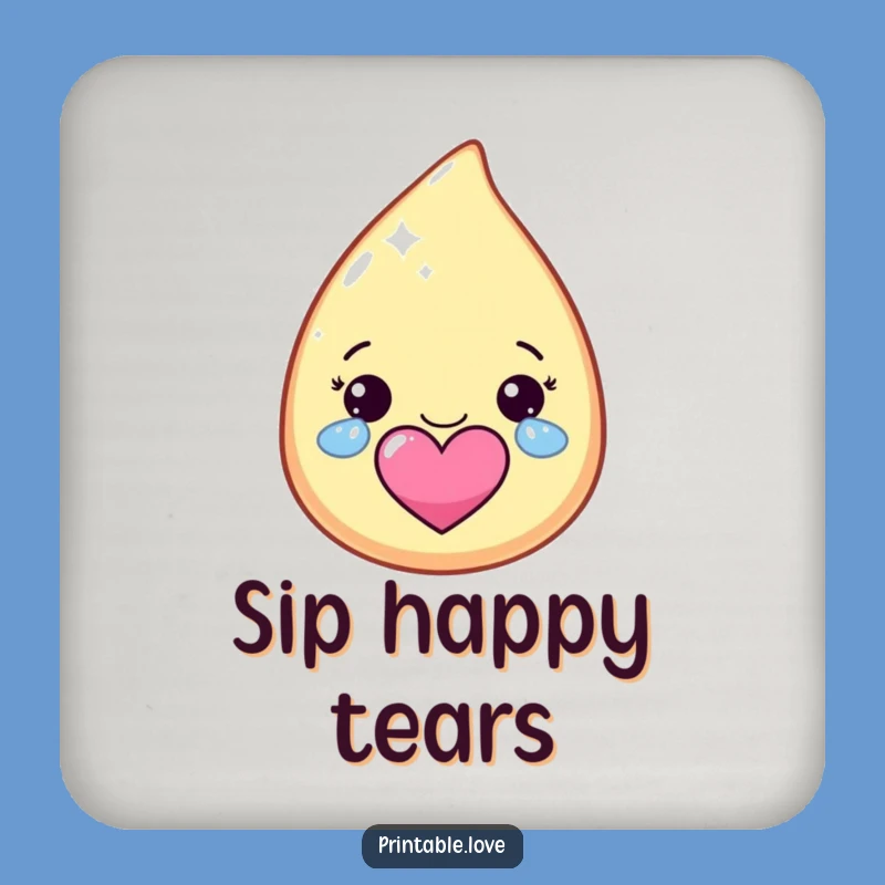 Funny Kawaii Tear Coaster Set: Happy Protection, Heart Sparkle, Cute Gift