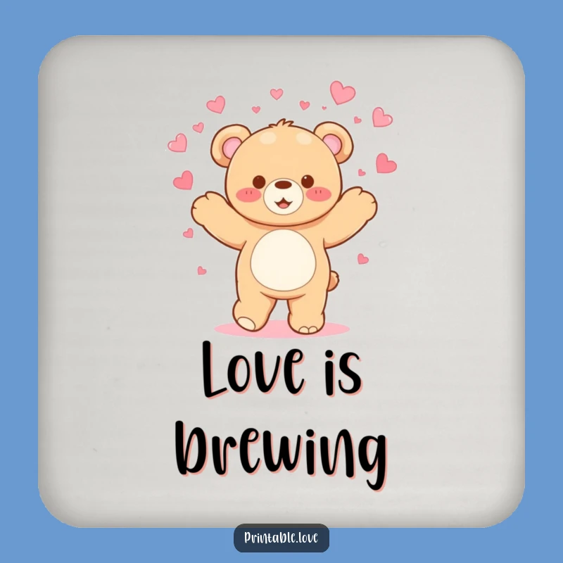 Funny Kawaii Teddy Bear Coaster - Protect Surfaces with a Heart-Showing Bear's Charm