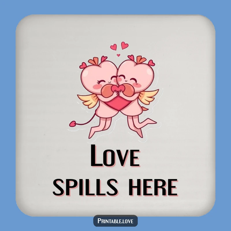 Funny Acrobatic Hearts Coasters: Protect Surfaces with Laughs, Set of Funny Gifts