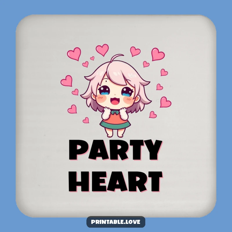 Funny Swirling Hearts Coaster Set: Protect Surfaces, Excited Character Design, Funny Gift