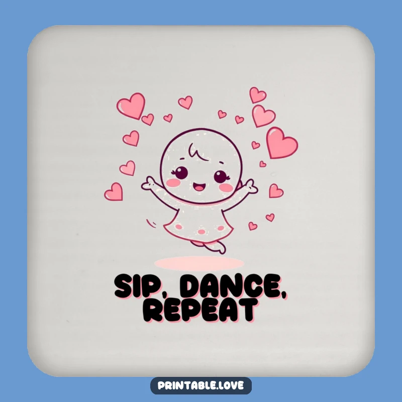 Funny Kawaii Dance Coaster: Joyful Heart Protection - Chic Funny Gift