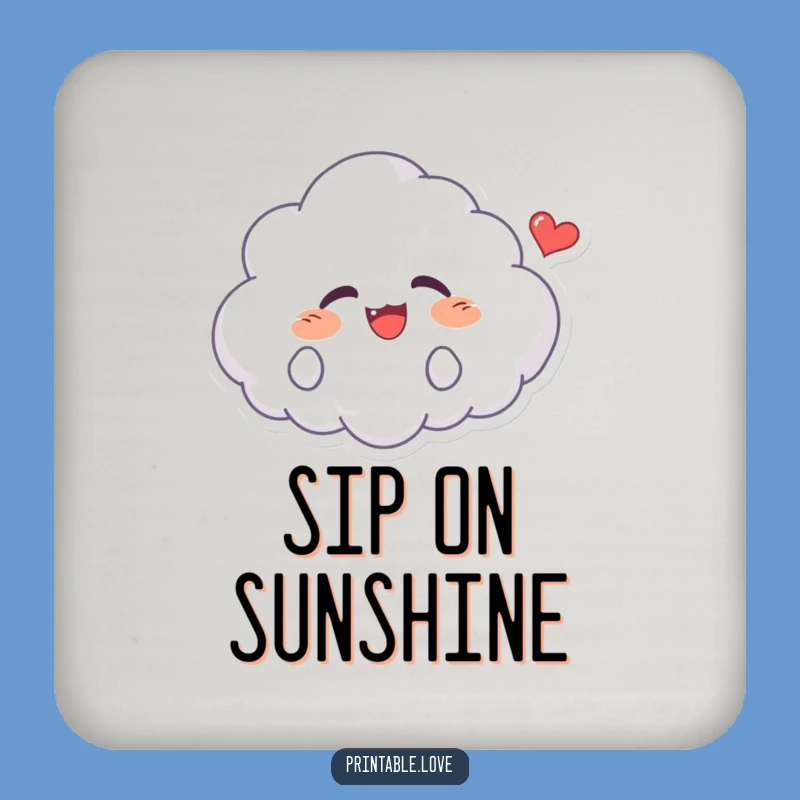 Funny Kawaii Cloud Drink Coaster - Giggling Character Protector, Adorable Funny Gift